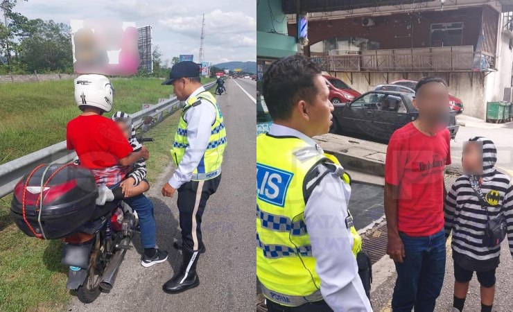 Polis bantu seorang bapa naik motor bawa anak 9 tahun dari Perak ke KL
